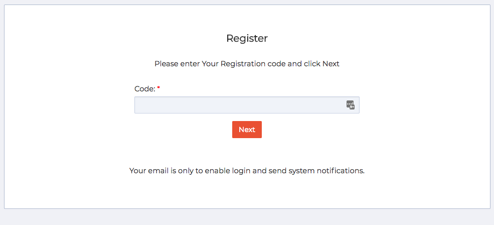Enter the registration code provided by your organisation