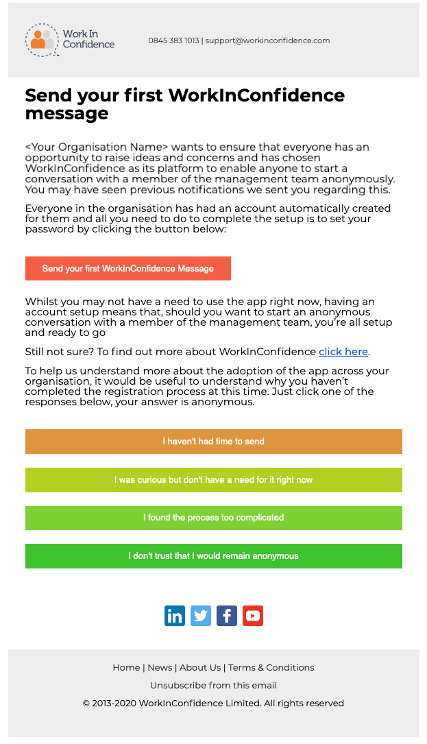 Send your first WorkInConfidence Message email