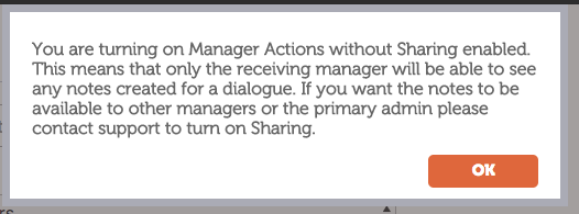 Manager Actions Sharing Warning