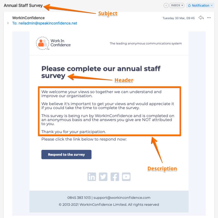 Sending a Request to Complete a Survey to Registered Users ...