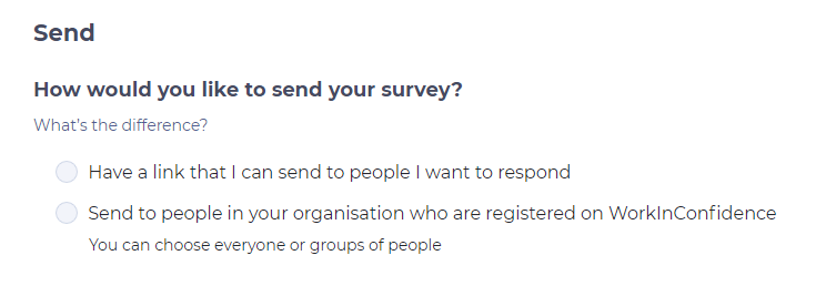 Options for sending a survey