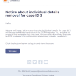 Individual details removal email