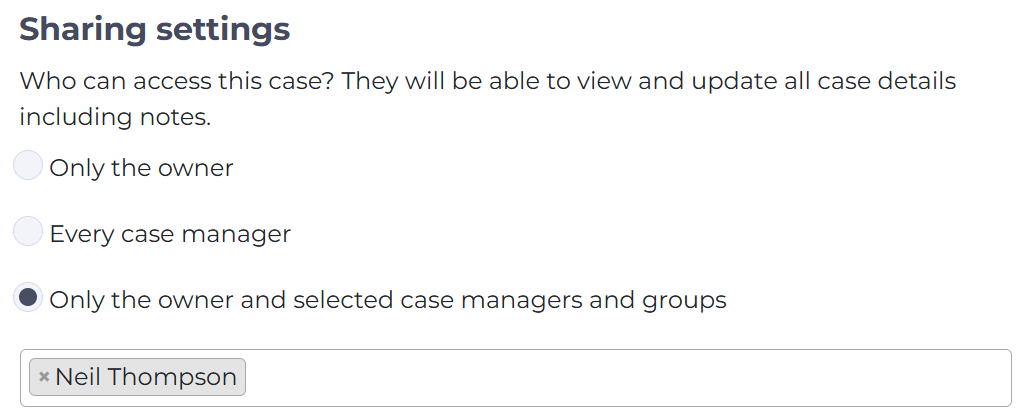 Sharing cases